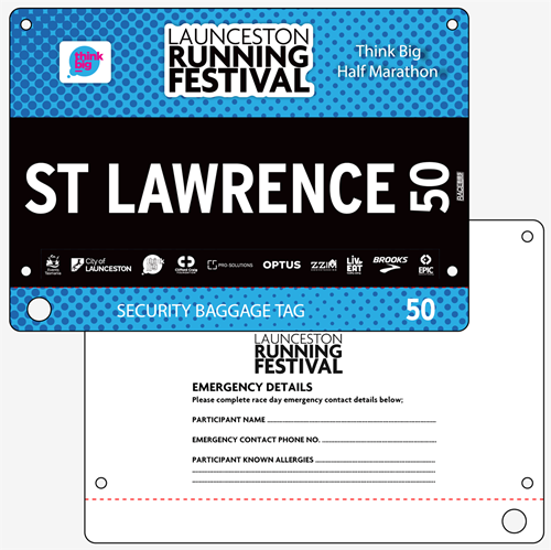 Show details for Full Colour Front, Black and White Reverse Race Bibs with Tear off Tags