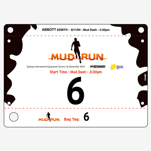 Show details for Full Colour One Sided Race Bibs with Tear off Tags