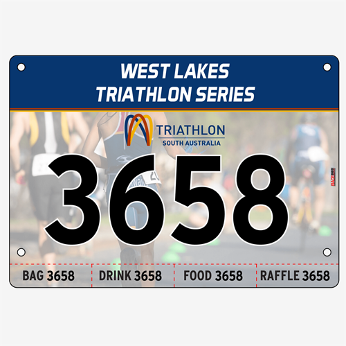 Show details for Full Colour Front, Black and White Reverse Race Bibs with Tear off Tags