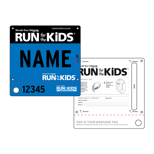 Picture of Full Colour Front, Black and White Reverse Race Bibs with Tear off Tags