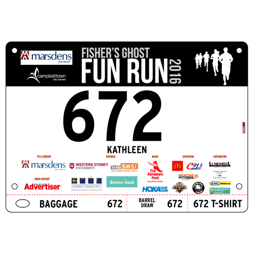 Show details for Full Colour Front, Black and White Reverse Race Bibs with Tear off Tags