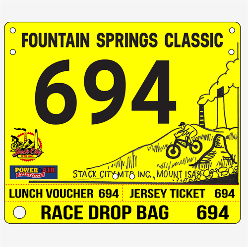 Show details for Full Colour Front, Black and White Reverse Economical Race Numbers with Tear off Tags