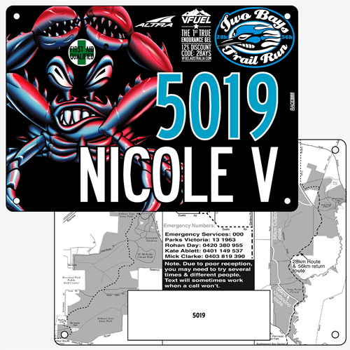 Show details for Full Colour Front, Black and White Reverse Race Bibs