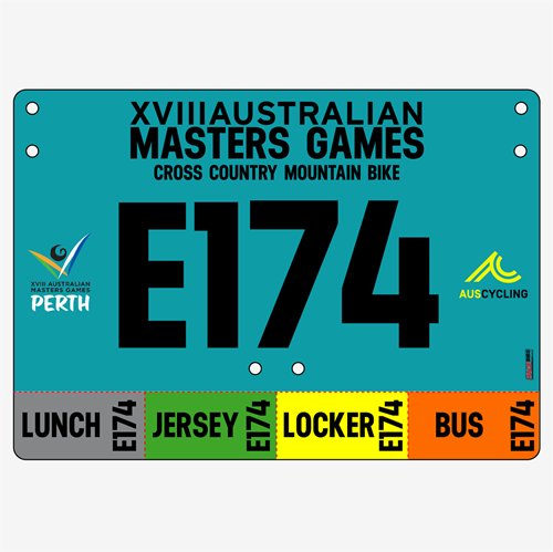 Show details for Full Colour One Sided Economical Race Numbers with Tear off Tags