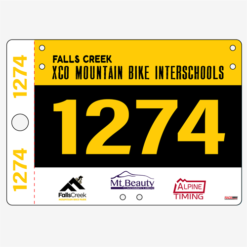 Show details for Full Colour Two Sided Economical Race Numbers with Tear off Tags