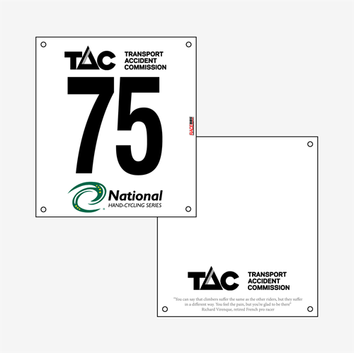 Show details for Full Colour Front, Black and White Reverse UCI Race Bibs