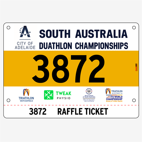 Show details for Full Colour Front, Black and White Reverse Race Bibs with Tear off Tags