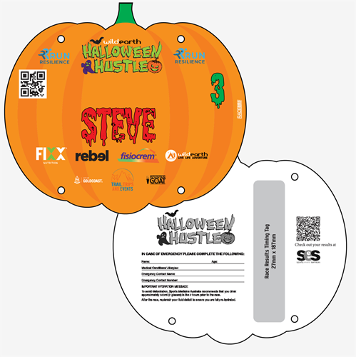 Show details for Full Colour Front, Black and White Reverse Race Bibs with Tear off Tags