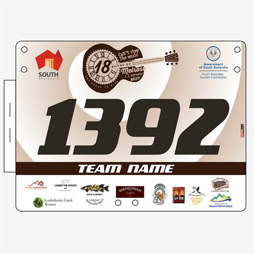 Show details for Full Colour Front, Black and White Reverse Economical Race Numbers with Tear off Tags