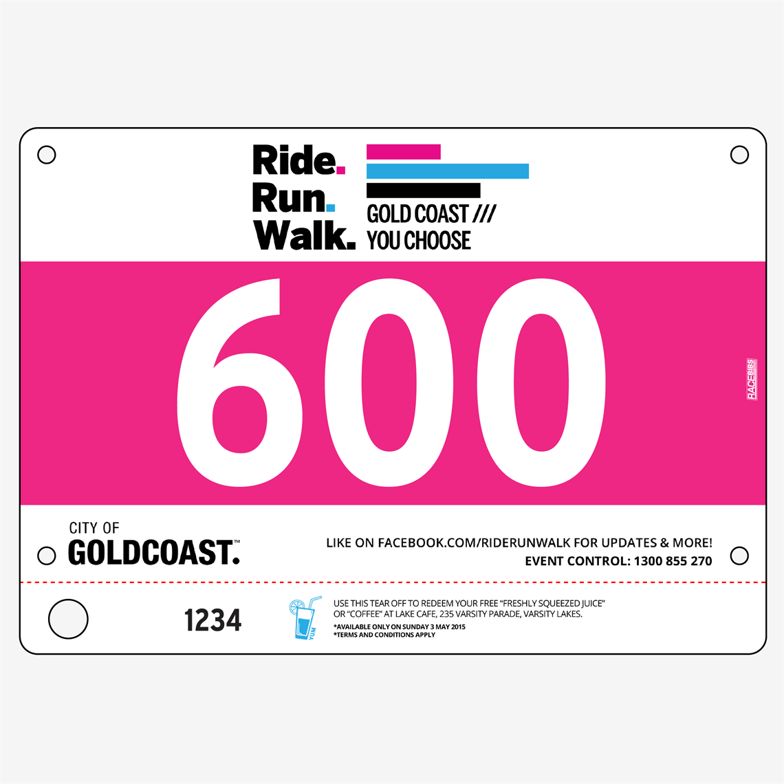 Show details for Full Colour One Sided Race Bibs with Tear off Tags