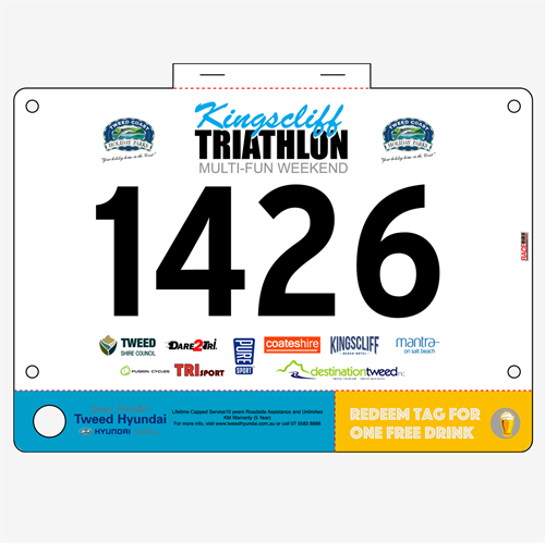Show details for Full Colour Front, Black and White Reverse Race Bibs with Tear off Tags