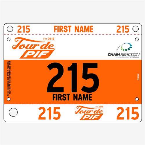 Show details for Full Colour Front, Black and White Reverse Race Bibs with Tear off Tags