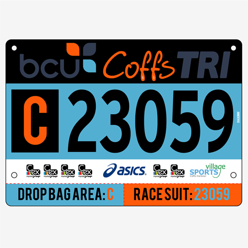 Show details for Full Colour Front, Black and White Reverse Race Bibs with Tear off Tags
