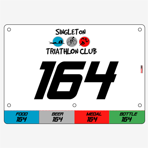 Show details for Full Colour Front, Black and White Reverse Race Bibs with Tear off Tags