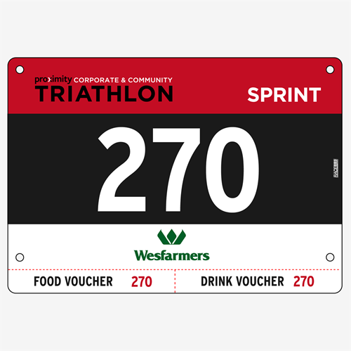 Show details for Full Colour Front, Black and White Reverse Race Bibs with Tear off Tags