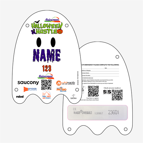 Show details for Full Colour Front, Black and White Reverse Race Bibs with Tear off Tags