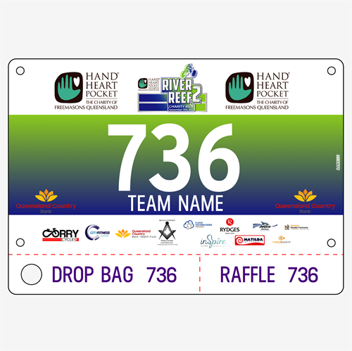 Show details for Full Colour Front, Black and White Reverse Race Bibs with Tear off Tags