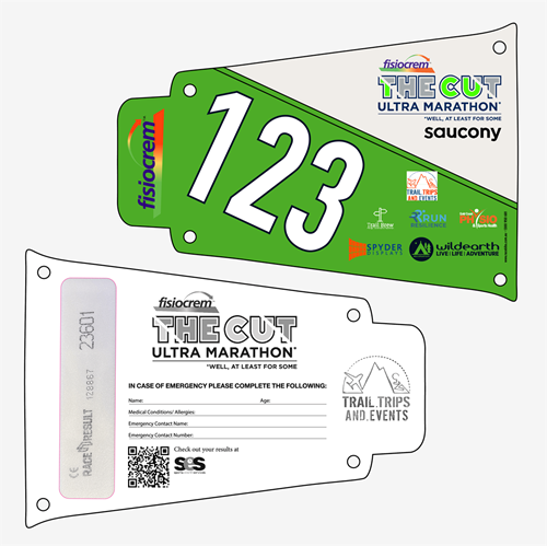 Show details for Full Colour Front, Black and White Reverse Race Bibs with Tear off Tags