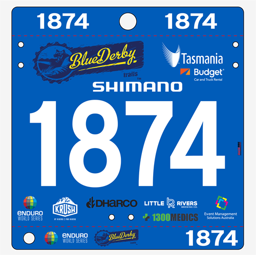 Show details for Full Colour Front, Black and White Reverse Economical Race Numbers with Tear off Tags