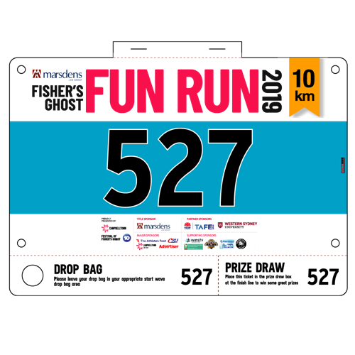 Show details for Full Colour Front, Black and White Reverse Race Bibs with Tear off Tags