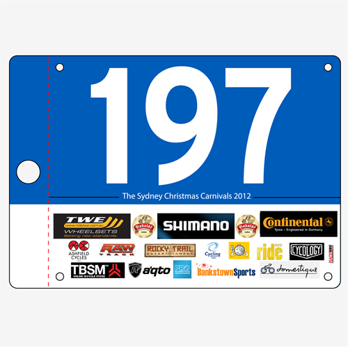 Show details for Full Colour Front, Black and White Reverse Race Bibs with Tear off Tags