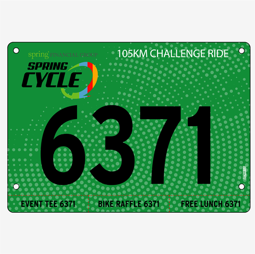 Show details for Full Colour Front, Black and White Reverse Race Bibs with Tear off Tags