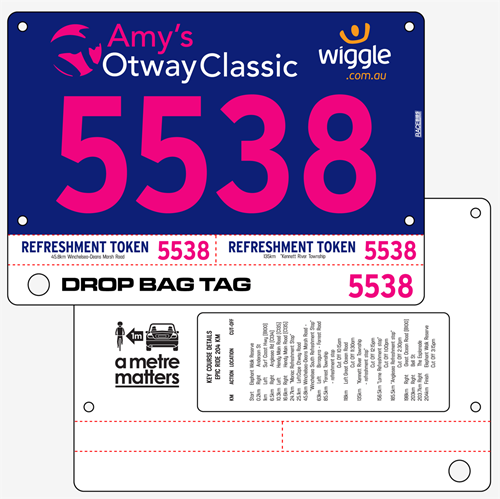 Show details for Full Colour Front, Black and White Reverse Race Bibs with Tear off Tags