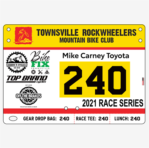 Show details for Full Colour Two Sided Economical Race Numbers with Tear off Tags