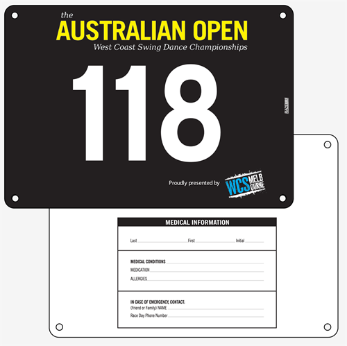 Show details for Full Colour Front, Black and White Reverse Race Bibs