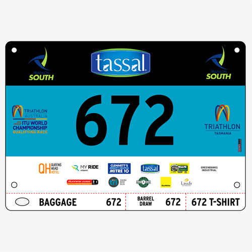 Show details for Full Colour Front, Black and White Reverse Race Bibs with Tear off Tags