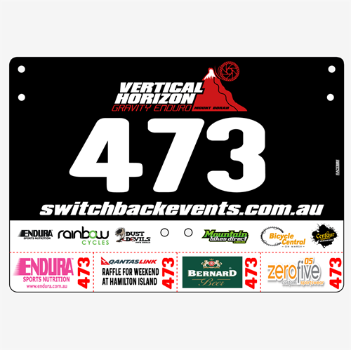 Show details for Full Colour Two Sided Economical Race Numbers with Tear off Tags