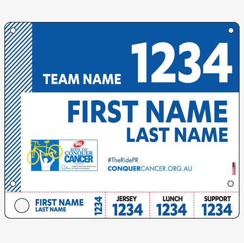 Show details for Full Colour Front, Black and White Reverse Race Bibs with Tear off Tags